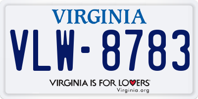 VA license plate VLW8783