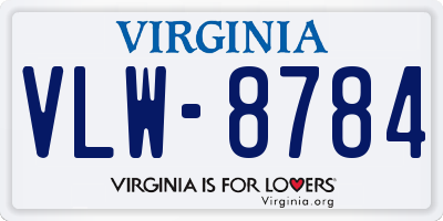 VA license plate VLW8784