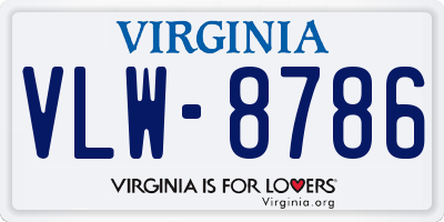 VA license plate VLW8786