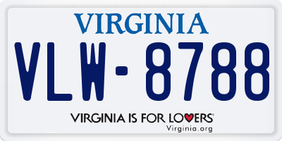 VA license plate VLW8788