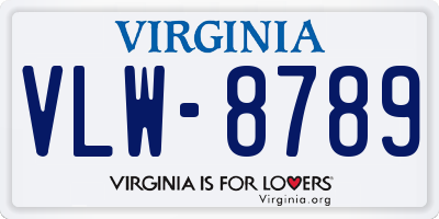 VA license plate VLW8789