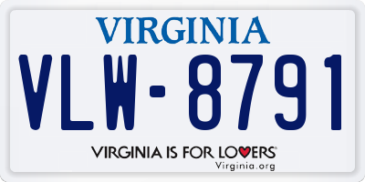 VA license plate VLW8791