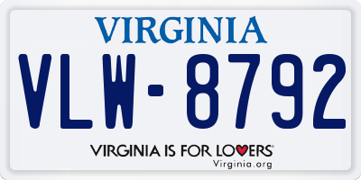 VA license plate VLW8792