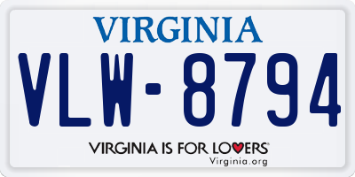 VA license plate VLW8794