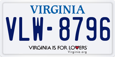 VA license plate VLW8796