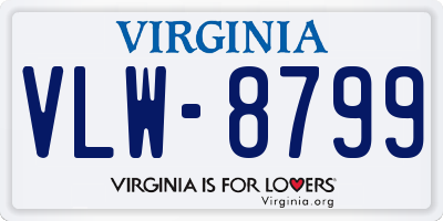 VA license plate VLW8799