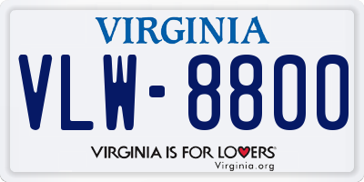 VA license plate VLW8800