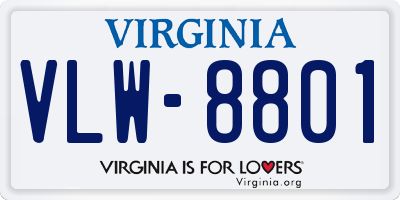 VA license plate VLW8801