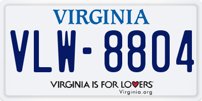 VA license plate VLW8804