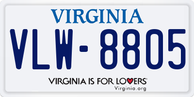 VA license plate VLW8805