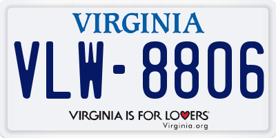 VA license plate VLW8806