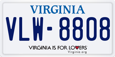 VA license plate VLW8808