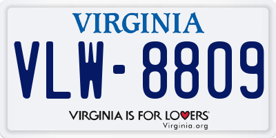 VA license plate VLW8809