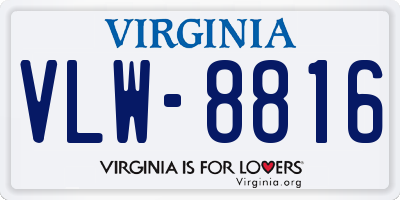 VA license plate VLW8816