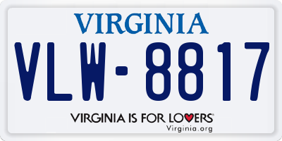 VA license plate VLW8817