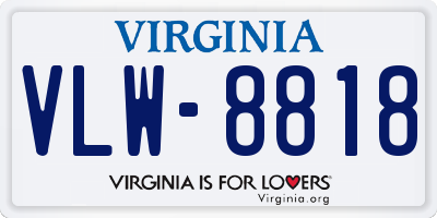 VA license plate VLW8818