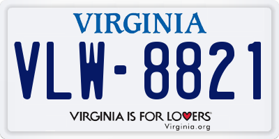 VA license plate VLW8821