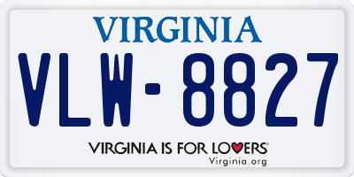 VA license plate VLW8827