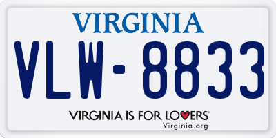 VA license plate VLW8833