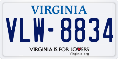 VA license plate VLW8834