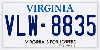 VA license plate VLW8835