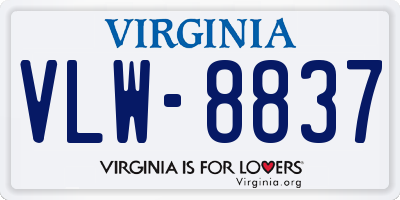 VA license plate VLW8837