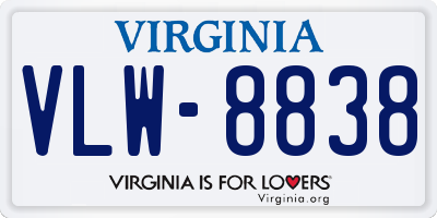 VA license plate VLW8838