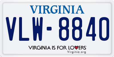 VA license plate VLW8840