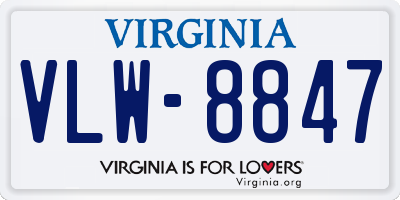 VA license plate VLW8847