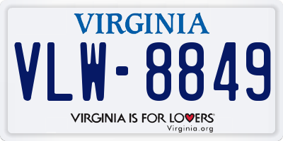 VA license plate VLW8849