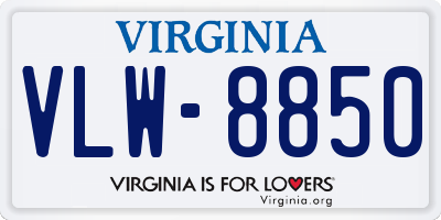 VA license plate VLW8850