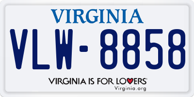 VA license plate VLW8858