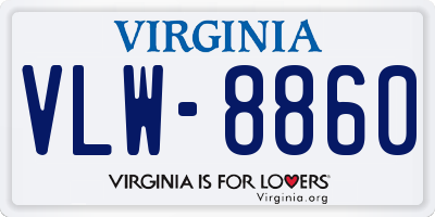 VA license plate VLW8860