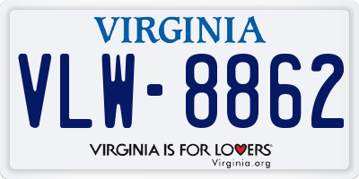 VA license plate VLW8862