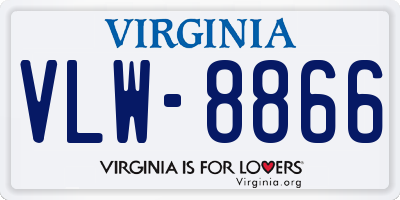 VA license plate VLW8866