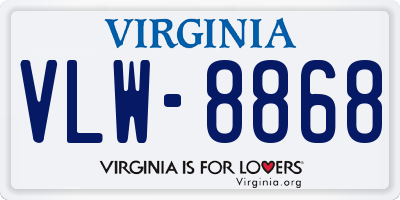 VA license plate VLW8868