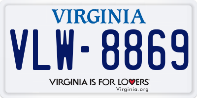 VA license plate VLW8869