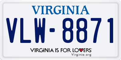 VA license plate VLW8871