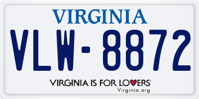 VA license plate VLW8872