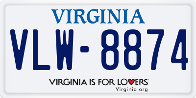 VA license plate VLW8874