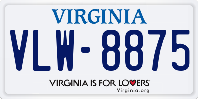 VA license plate VLW8875