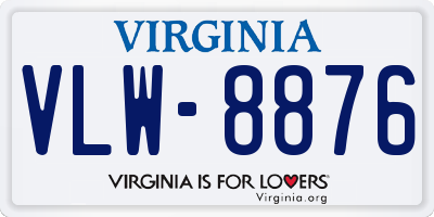 VA license plate VLW8876