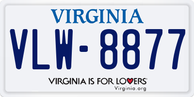 VA license plate VLW8877