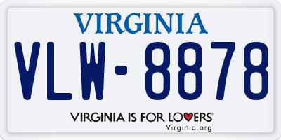 VA license plate VLW8878