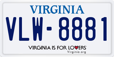 VA license plate VLW8881