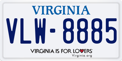 VA license plate VLW8885