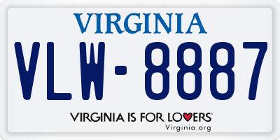 VA license plate VLW8887