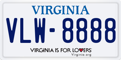 VA license plate VLW8888