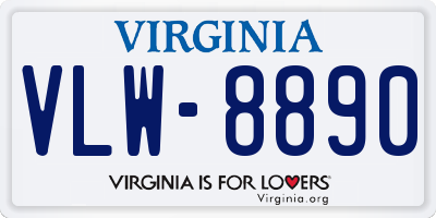 VA license plate VLW8890