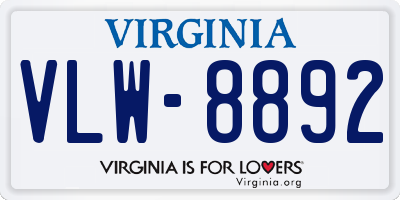 VA license plate VLW8892